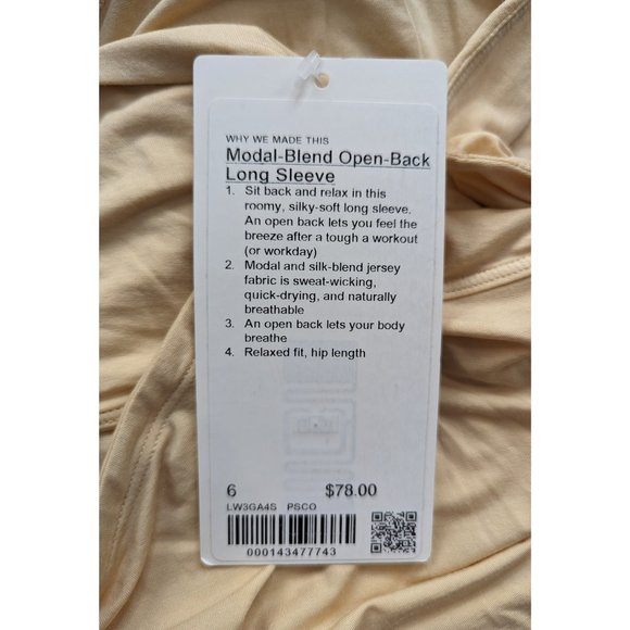 Lululemon Modal-Blend Open-Back Long Sleeve Shirt  6 - Picture 9 of 10
